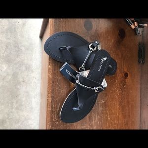 Navy blue slip on sandals